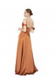 Long Cold Shoulder Silky Satin Orange A-Line Prom Dress Canada Online