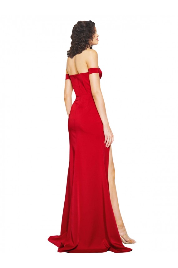 Long Sleeveless Silky Satin Red A-Line Prom Dress Canada Online