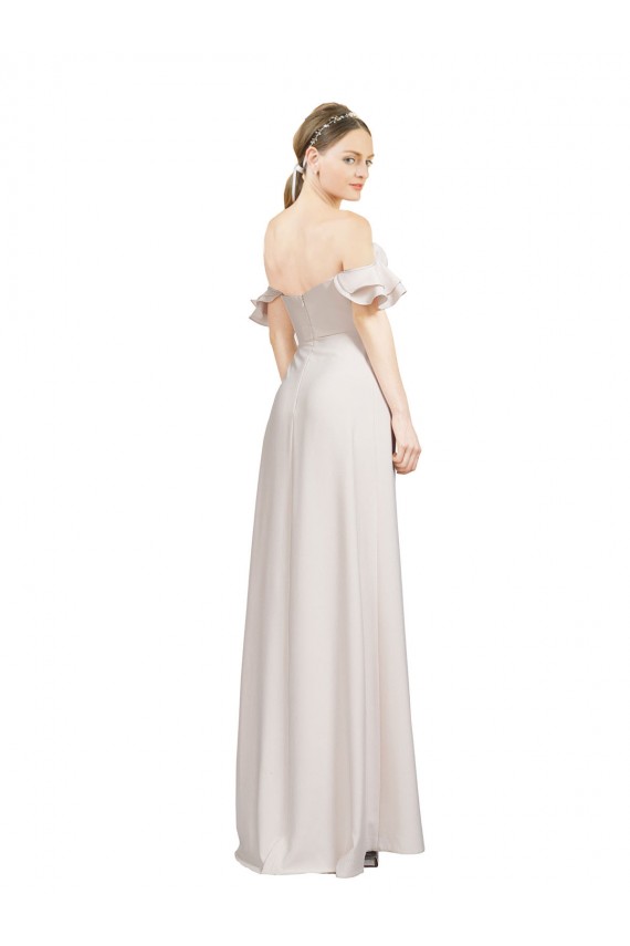 Long Sleeveless Stretch Crepe Red A-Line Off the Shoulder Prom Dress Canada Online