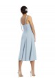 Midi Length Sleeveless Stretch Crepe Light Sky Blue A-Line Prom Dress Canada Online