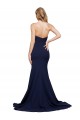 Sweep Train Sleeveless Stretch Crepe Dark Navy A-Line Prom Dress Canada Online