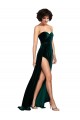 Sweep Train Sleeveless Stretch Velvet Dark Green A-Line Prom Dress Canada Online