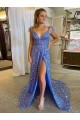 Court Train Sleeveless Velvet Sequin V-Neck A-Line Prom Dress Canada Online