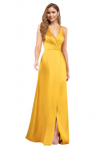 Long Sleeveless Silky Satin A-Line Prom Dress Canada Online