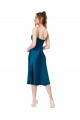 Midi Length Sleeveless Silky Satin Peacock Blue A-Line Prom Dress Canada Online