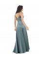 Long Sleeveless Silky Satin Black A-Line Prom Dress Canada Online