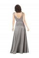 Long Sleeveless Silky Satin Pearl Grey A-Line Prom Dress Canada Online