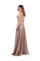 Long Sleeveless Spandex Dusty Pink A-Line Black Tie Prom Dress Canada Online