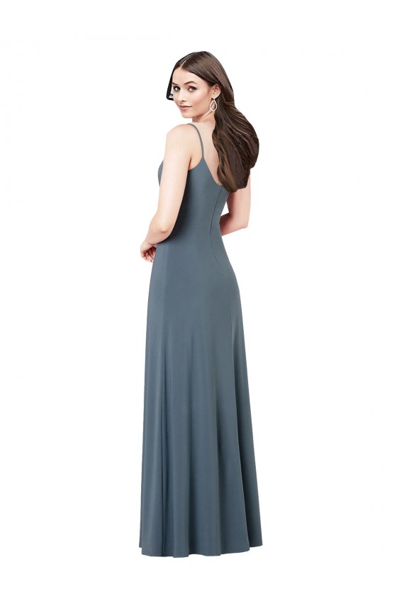 Long Sleeveless Spandex Slate Grey A-Line Prom Dress Canada Online