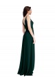 Long Sleeveless Stretch Crepe Midnight Green A-Line V-Back Prom Dress Canada Online