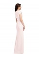 Long Cap Sleeves Stretch Crepe Pink A-Line Prom Dress Canada Online