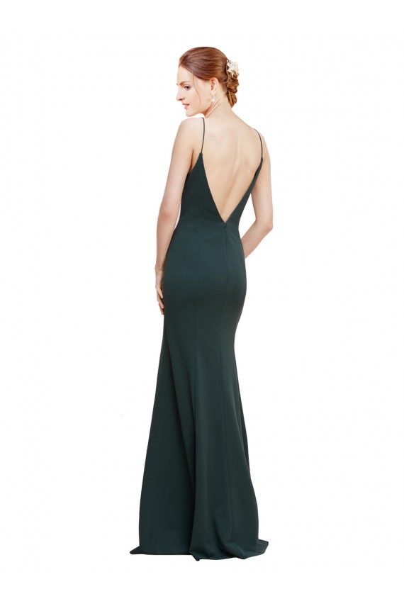 Long Sleeveless Stretch Crepe Pink A-Line V-Back Prom Dress Canada Online