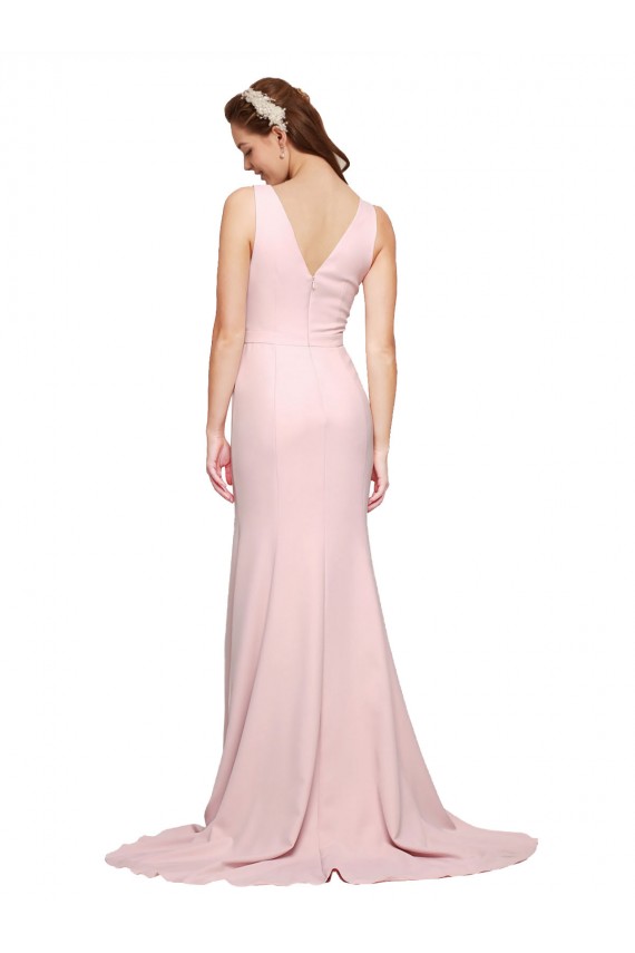 Sweep Train Sleeveless Stretch Crepe Pink A-Line Black Tie Prom Dress Canada Online