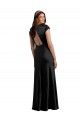 Long Cap Sleeves Stretch Satin Black A-Line Prom Dress Canada Online