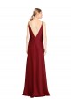 Long Sleeveless Stretch Satin Burgundy V-Neck A-Line Black Tie Prom Dress Canada Online