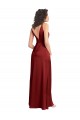 Long Sleeveless Stretch Satin Burgundy A-Line Prom Dress Canada Online