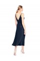 Midi Length Sleeveless Stretch Satin Dark Navy A-Line Prom Dress Canada Online