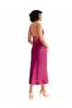 Midi Length Sleeveless Stretch Satin Fuchsia A-Line Prom Dress Canada Online