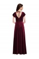 Long Flutter Sleeves Stretch Velvet Burgundy A-Line Prom Dress Canada Online