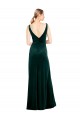 Long Sleeveless Stretch Velvet Dark Green A-Line Black Tie Prom Dress Canada Online