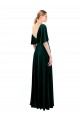 Long Flutter Sleeves Stretch Velvet Dark Green A-Line Prom Dress Canada Online