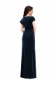 Long Flutter Sleeves Stretch Velvet Dark Navy A-Line Prom Dress Canada Online