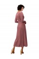 Midi Length Long Sleeves Stretch Velvet Cinnamon Rose A-Line Black Tie Prom Dress Canada Online