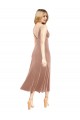 Midi Length Sleeveless Stretch Velvet Pink A-Line Prom Dress Canada Online