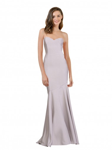 Long Sleeveless Stretch Crepe Arctic Lilac Mermaid Strapless Prom Dress Canada Online