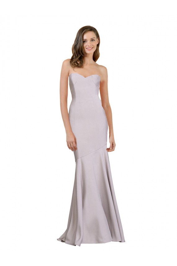 Long Sleeveless Stretch Crepe Arctic Lilac Mermaid Strapless Prom Dress Canada Online