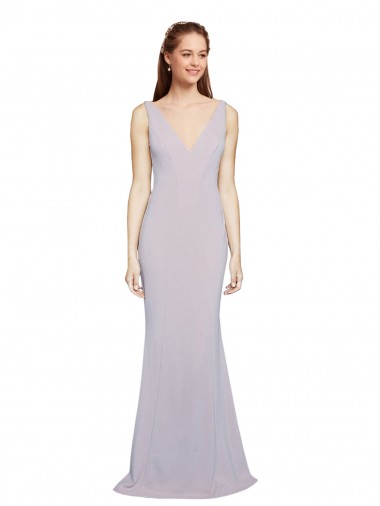 Long Sleeveless Stretch Crepe Arctic Lilac Mermaid Prom Dress Canada Online