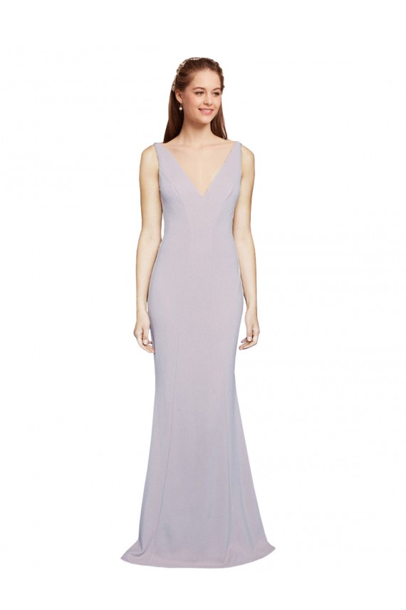 Long Sleeveless Stretch Crepe Arctic Lilac Mermaid Prom Dress Canada Online
