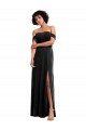 Long Sleeveless Stretch Velvet Black Off the Shoulder A-Line Prom Dress Canada Online