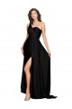 Long Sleeveless Silky Satin Black A-Line Black Tie Prom Dress Canada Online