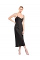 Midi Length Sleeveless Stretch Satin Black A-Line Prom Dress Canada Online