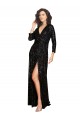 Long Long Sleeves Sequin Black A-Line Prom Dress Canada Online