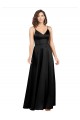 Long Sleeveless Silky Satin Black A-Line Prom Dress Canada Online