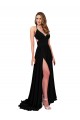 Long Sleeveless Spandex Black A-Line Black Tie Prom Dress Canada Online