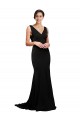 Sweep Train Sleeveless Silky Satin Black A-Line Prom Dress Canada Online