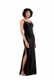 Long Sleeveless Stretch Velvet Black Column Black Tie Prom Dress Canada Online