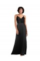 Long Sleeveless Silky Satin Black Column Prom Dress Canada Online