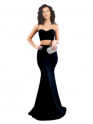 Long Sleeveless Stretch Crepe Black Mermaid Prom Dress Canada Online