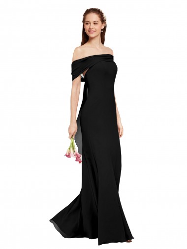 Long Sleeveless Soft Chiffon Black Mermaid Prom Dress Canada Online