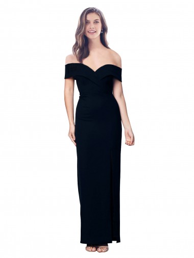 Long Sleeveless Stretch Crepe Black Off the Shoulder Mermaid Prom Dress Canada Online