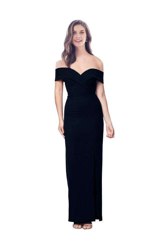 Long Sleeveless Stretch Crepe Black Off the Shoulder Mermaid Prom Dress Canada Online