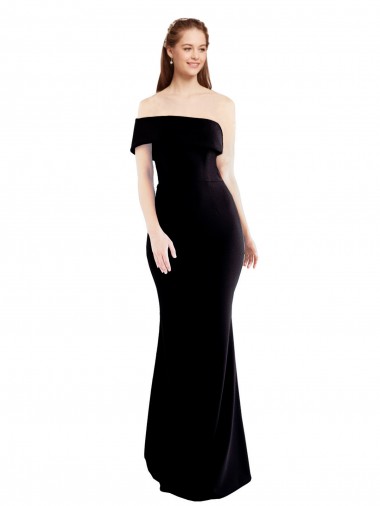 Long Sleeveless Stretch Crepe Black One Shoulder Mermaid Prom Dress Canada Online