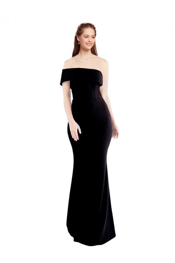 Long Sleeveless Stretch Crepe Black One Shoulder Mermaid Prom Dress Canada Online