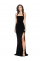 Long Sleeveless Stretch Velvet Black Sheath Low Back Prom Dress Canada Online