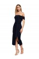 Midi Length Sleeveless Stretch Crepe Black Sheath Prom Dress Canada Online