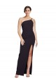 Long Sleeveless Stretch Crepe Black Sheath One Shoulder Prom Dress Canada Online